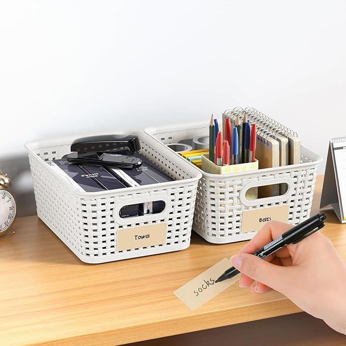 White Plastic Storage Baskets - Image 7