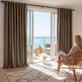 RYB HOME Coffee Linen 100% Blackout Curtains by RYBHOME