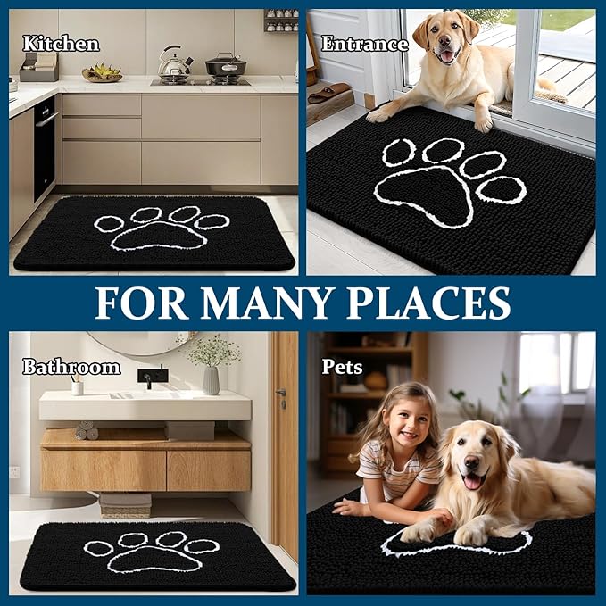 OLANLY Dog Door Mat for Muddy Paws 70x35, Paw Print Design, Absorbs Moisture - Image 8