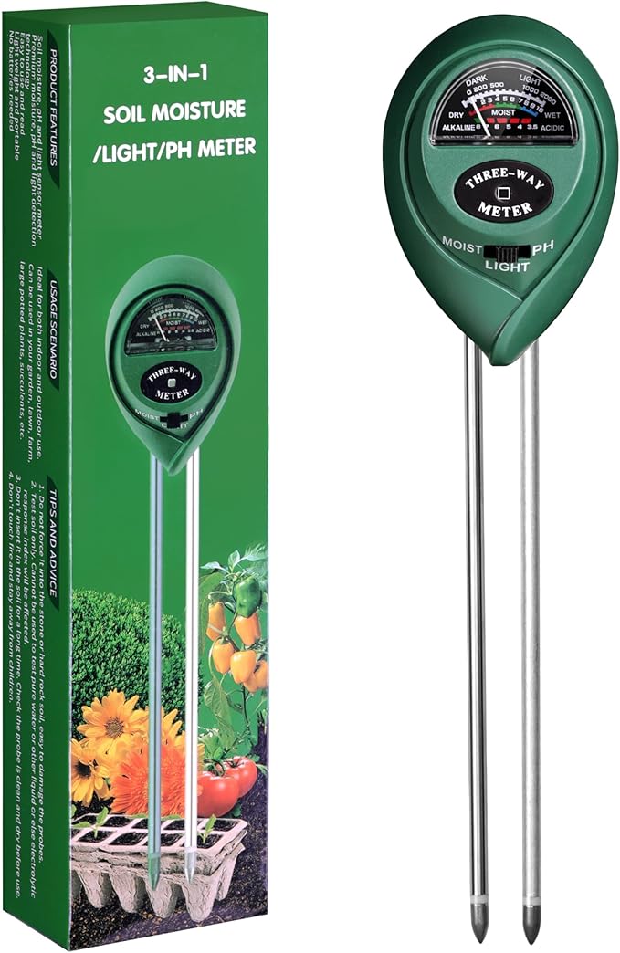 iPower 3-in-1 Soil Moisture/pH/Light Meter, Soil Test kit - Image 2