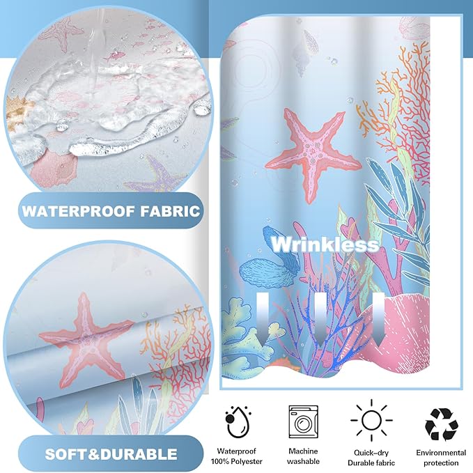 Extra Long No Hook Shower Curtain - Image 3