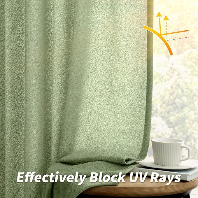 MIULEE Sage Green Thermal Insulated Curtains 63 Inch Long 2 Panels Set - Image 8