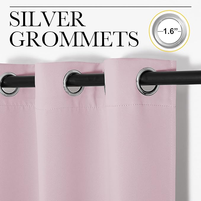 NICETOWN Baby Pink Blackout Curtains 78 inches Length - Image 2