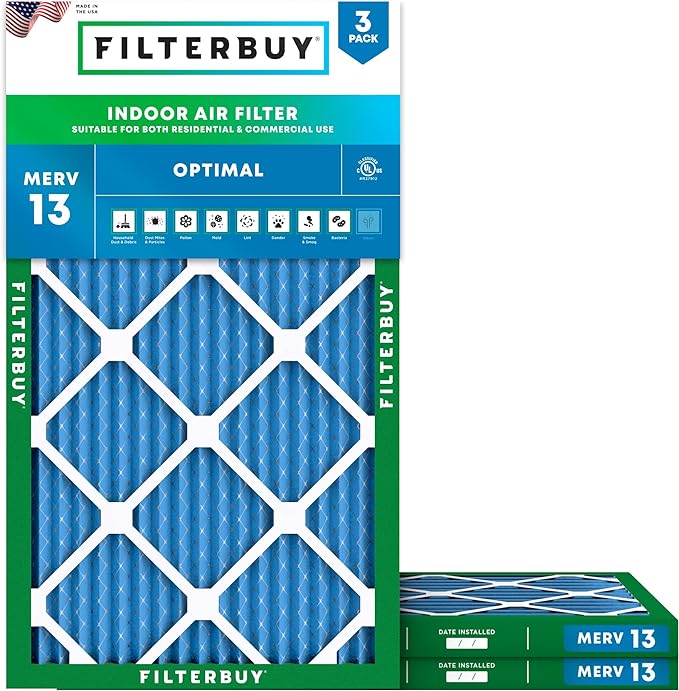 Filterbuy 10x24x1 Air Filter MERV 13 Optimal Smoke & Allergy Defense, by Filterbuy