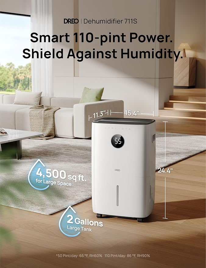 DREO 110-Pint Smart Dehumidifier - Image 2