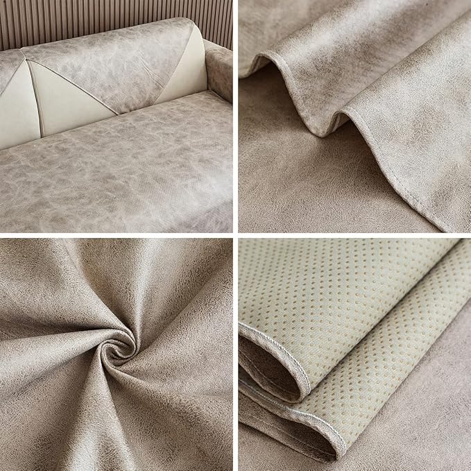 Faux Leather Waterproof Couch Sofa Cover Vintage PU Sectional Couch Cover Non - Image 7