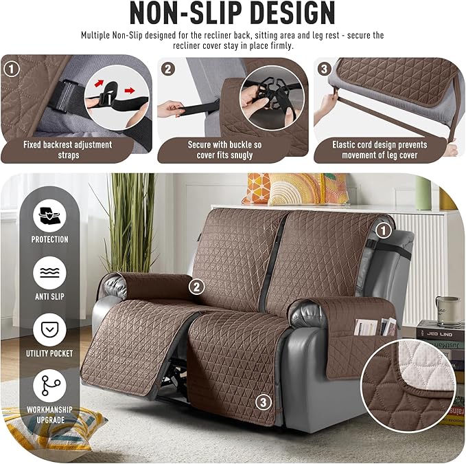TAOCOCO 100% Waterproof Recliner Cover, Non-Slip Washable Reclining Couch Cover - Image 5