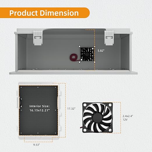 Joinfworld Vented Outdoor Enclosure Box 18.1x12.6x6.4 Outdoor WiFi Enclosure - Image 2
