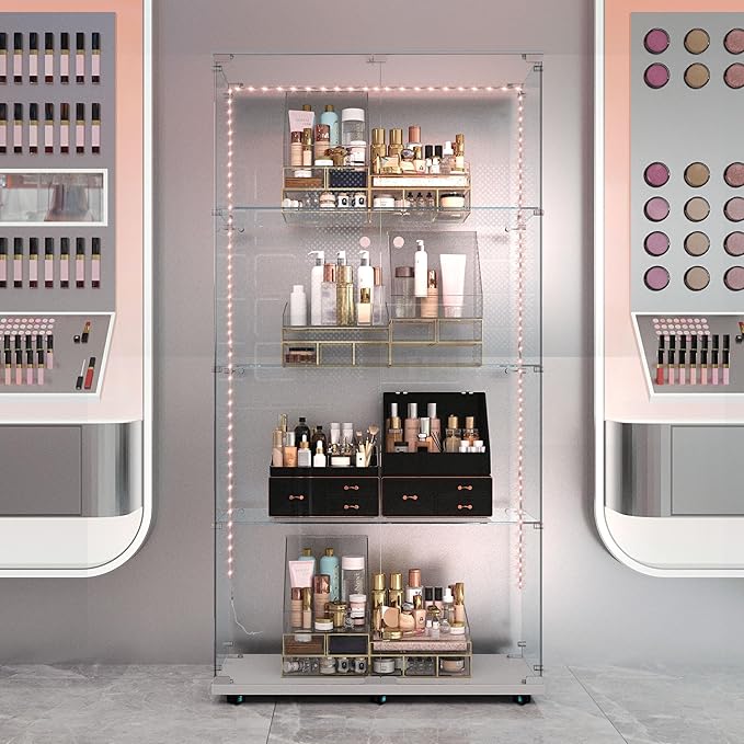 Yoluckea 4 Tiers Glass Display Cabinet by Yoluckea