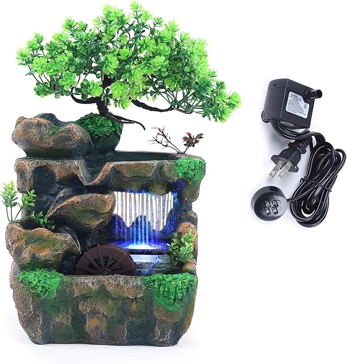 11.81" Tabletop Rockery Fountain Indoor Waterfall Bonsai Desktop Mini Rockery by kunghei
