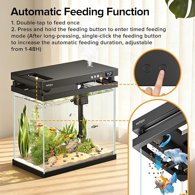 Fish Tank, 2.2 Gallon Glass Aquarium, Small Fish Aquarium Kits - Image 2