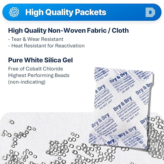 Dry & Dry 50 Gram Silica Gel Packets, Desiccants - Image 2
