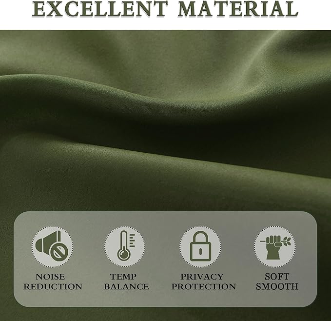 DONREN Olive Green Curtains 96 Inch Length - Image 2
