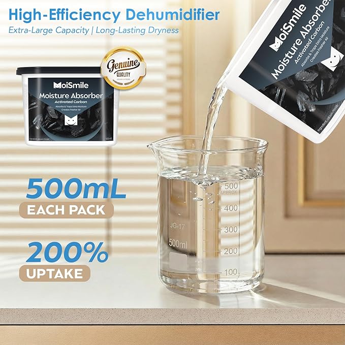 Moisture Absorbers 12 Packs, 10.8OZ Activated Charcoal Efficient Humidity - Image 4