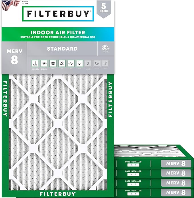Filterbuy 17x25x1 Air Filter MERV 8 Essential Dust & Allergy Defense, by Filterbuy