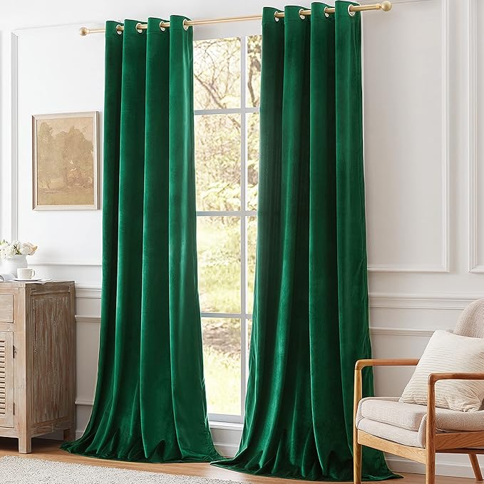 Christmas Green Decorative Velvet Curtains 120 inches Elegant Living Room - Image 7