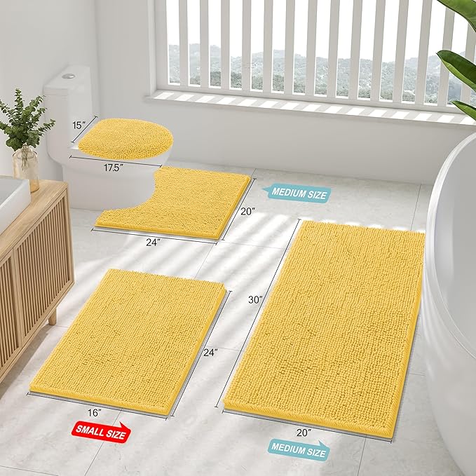 Smiry Luxury Chenille Bathroom Rugs 59x20, Extra Soft and Absorbent Shaggy Bath - Image 2