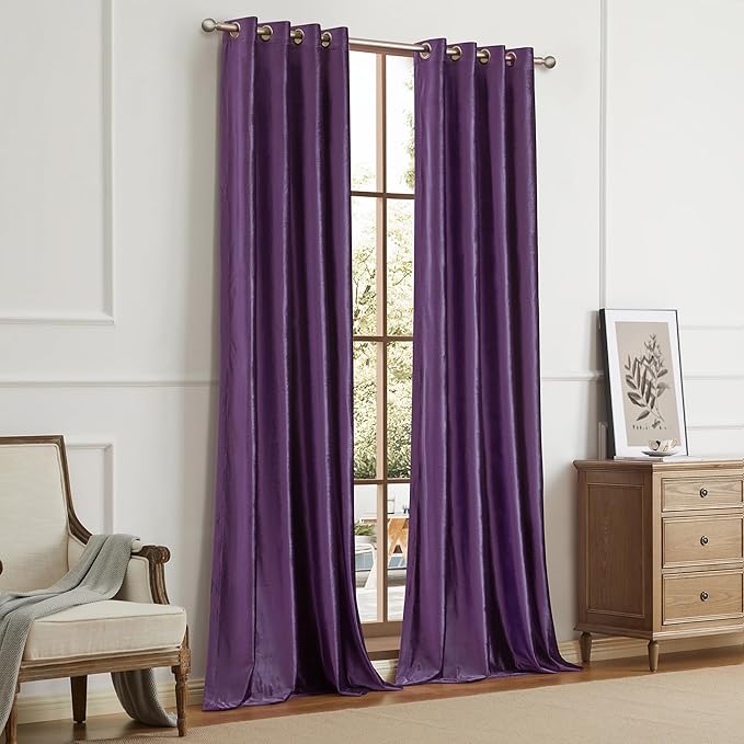 BULBUL Elegant Violet Velvet Curtains 120 inches Luxury Purple Living Room - Image 6