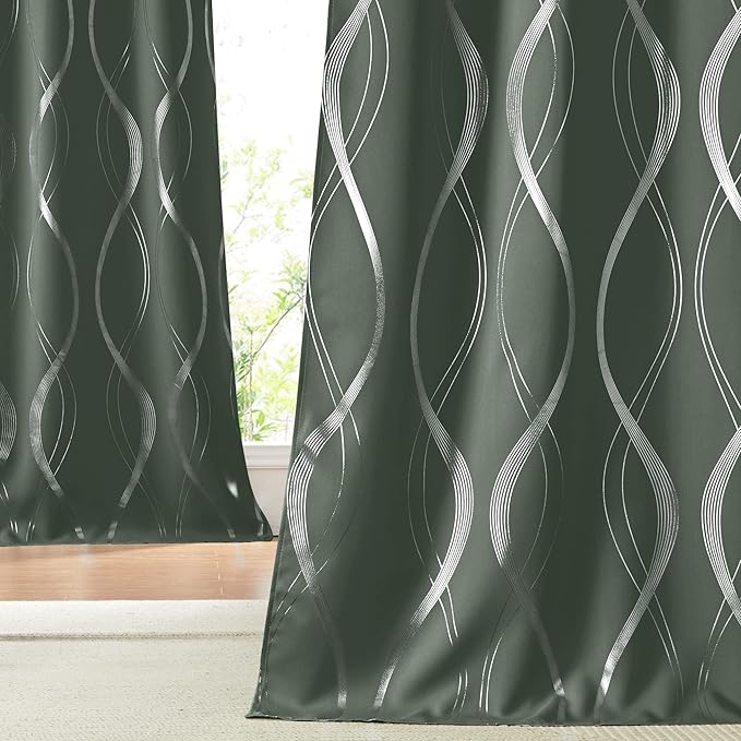 NICETOWN Blackout Curtains 84 inch Length 2 Panels Set, Dark Mallard, Noise by NICETOWN