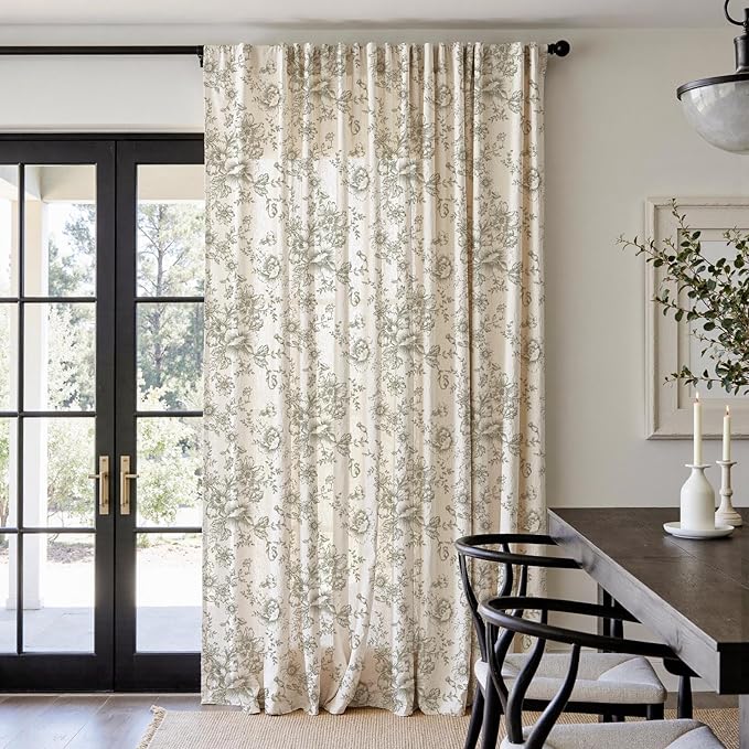 jinchan Linen Floral Curtains Extra Wide - Image 2