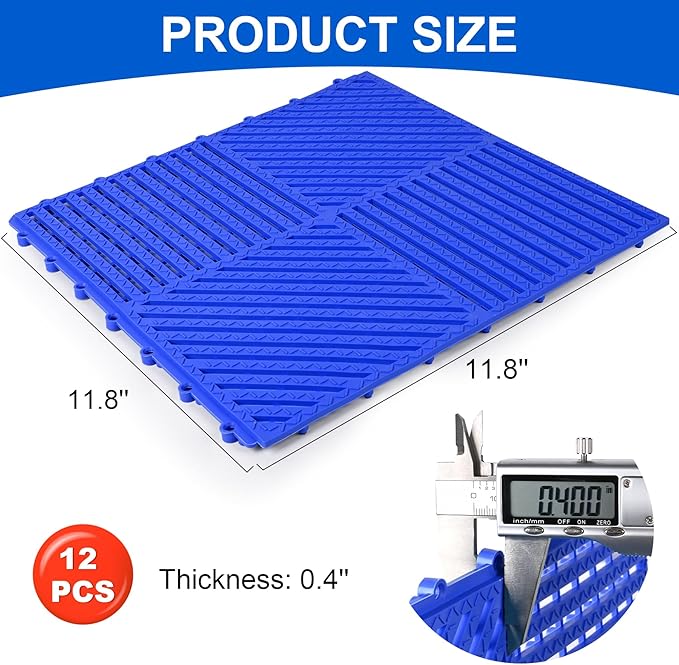 MYFAMIREA Modular Interlocking Cushion 12 Pack 11.8" x 11.8" Rubber Floor Tiles - Image 2