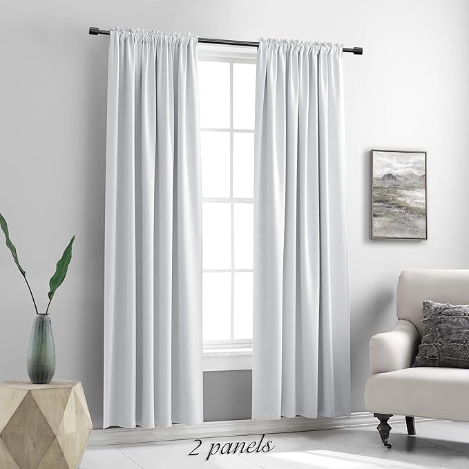 DONREN Greyish White Window Curtain Panels - Image 2