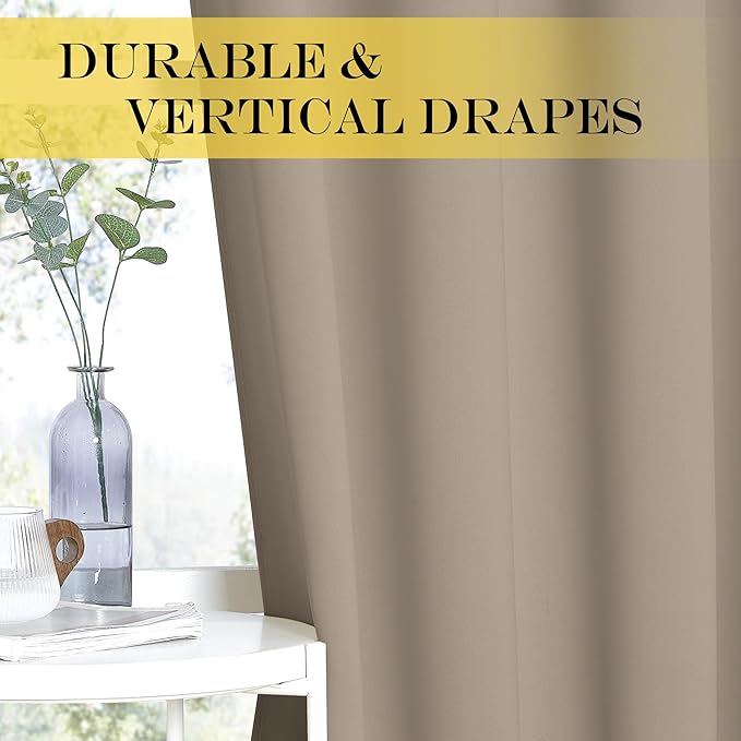 NICETOWN Taupe Blackout Curtains 84 inch Length, Grommet Top Room Darkening - Image 6