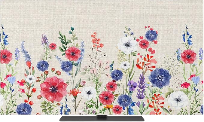 Natural Garden Poppy Wildflowers Indoor TV Cover, Elastic TV Screen Protector - Image 2