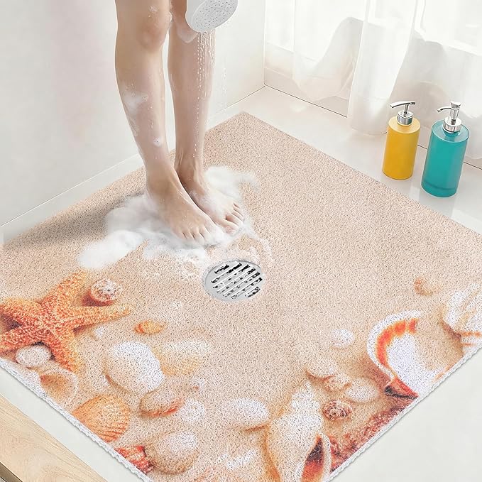 Square Shower Mat Non Slip: 36x36 Inch Extra Large Shower Mats by KAZOLEN