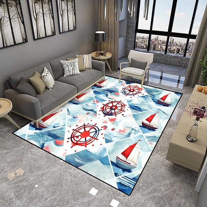 Watercolor Adventure Marine Pattern Drawing Rug - Image 4