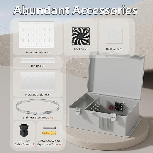 Joinfworld Vented Outdoor Enclosure Box 18.1x12.6x6.4 Outdoor WiFi Enclosure - Image 4