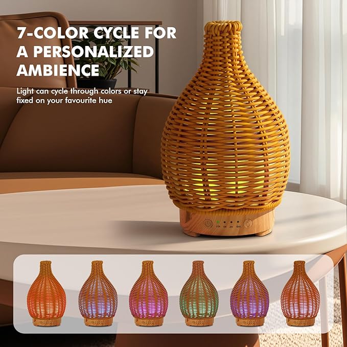 Boho Essential Oil Diffuser for Home -150ml Ultrasonic Fragrance Diffuser - Image 2