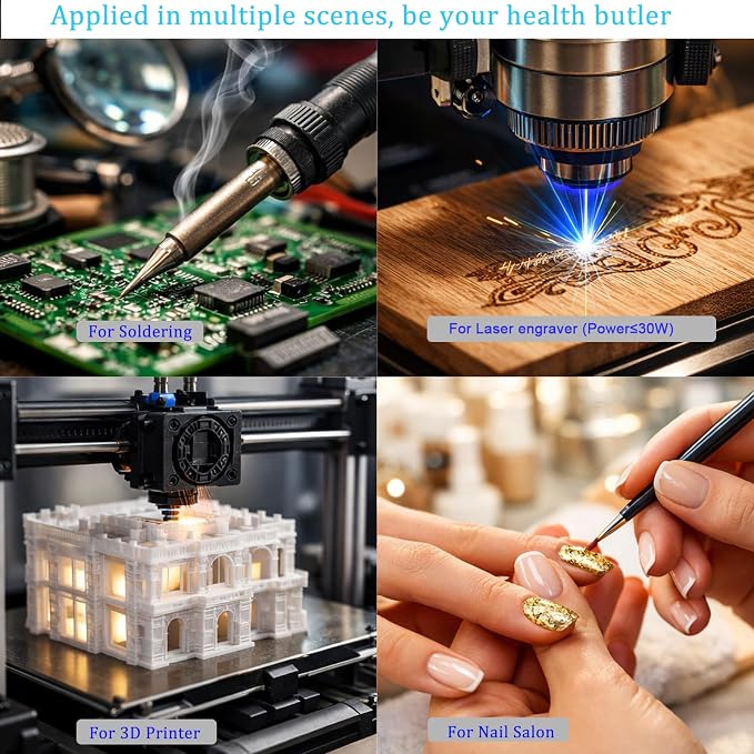 FES150 150W Solder Fume Extractor, 163 CFM Strong Suction 3D Printing Smoke - Image 8