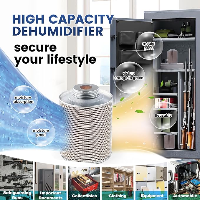 750 Grams 3 Pack Gun Safe Dehumidifier, Reusable Canister Desiccant Dehumidifier - Image 6