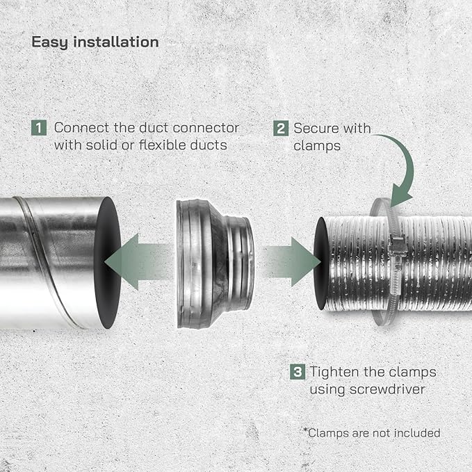 Vent Systems 8" Inch to 6" Inch Duct Reducer – Galvanized Steel HVAC Pipe - Image 3