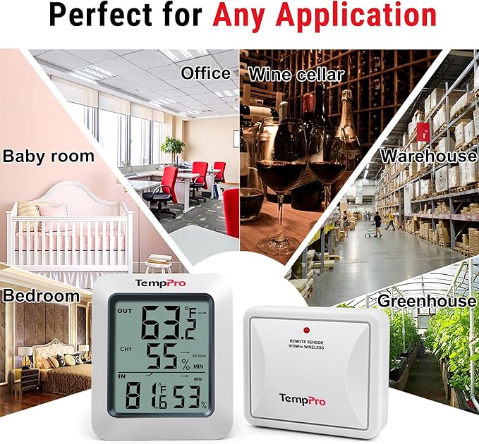 TempPro TP60-2 Digital Hygrometer Indoor Outdoor Thermometer Wireless - Image 7