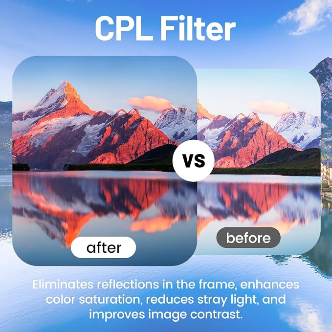 Universal 49mm Multi-Coated Lens Filter Kit, 3 Piece UV-CPL-FLD Camera Filters - Image 9