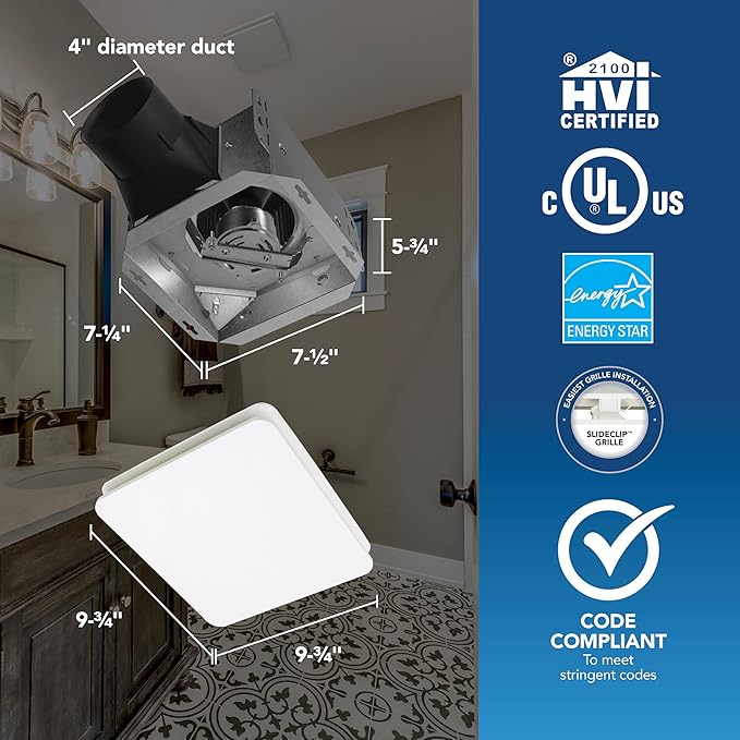 Broan-NuTone® Roomside Series Humidity Sensing Bathroom Exhaust Fan, 80 CFM - Image 4