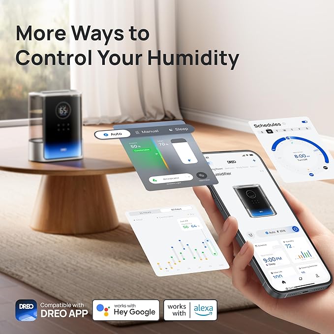 DREO 8L Smart Humidifier Large Room 600ft², 80H Runtime Supersized Warm and - Image 6