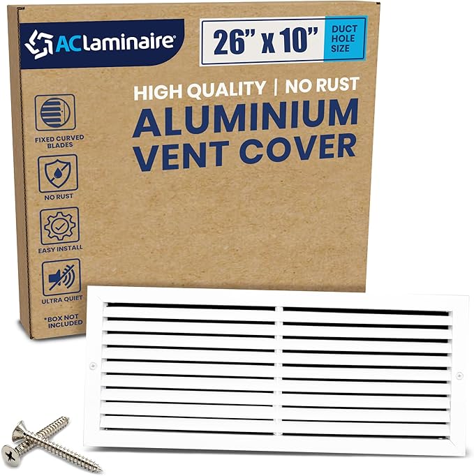 26x10 Inch Air Return Vent Cover Decorative – Premium Aluminum AC Vent Cover by LAMINAIRE