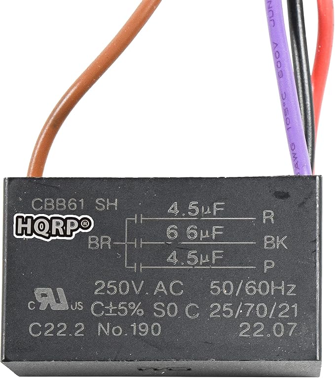 HQRP Capacitor Compatible with Hampton Bay Ceiling Fan CBB61 4.5uf+4.5uf+6.6uf by HQRP