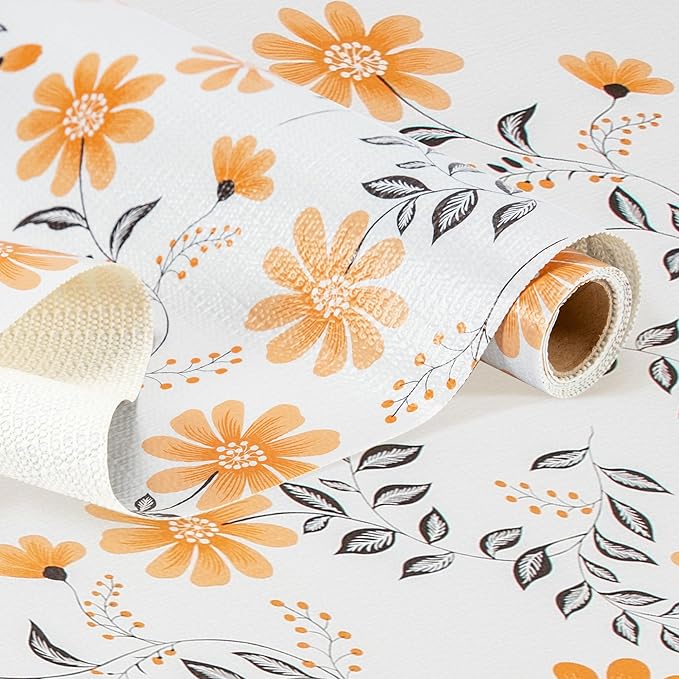 RAY STAR Shelf Liner, Non Adhesive Daisy Floral Printed Cabinet Liner by RAYSTAR
