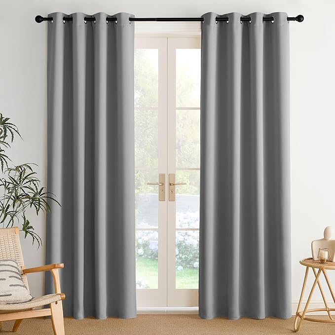 NICETOWN Room Darkening Draperies Curtains Panels, 2 Panels Silver Grey W52 x by NICETOWN