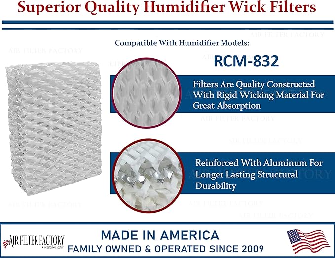 Air Filter Factory Replacement For ReliOn RCM-832 Humidifier Wick Filters 2-Pack - Image 2