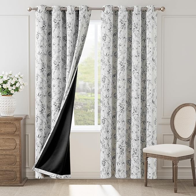 jinchan Floral 95% Blackout Curtains - Image 2