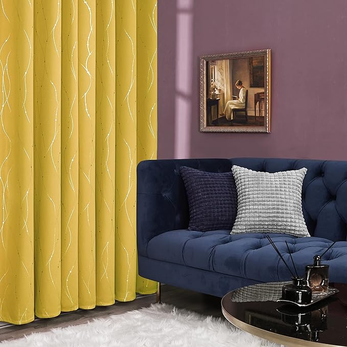 Deconovo Yellow Curtains, Thermal Insulated Soundoroof Pravicy Curtain - Image 4