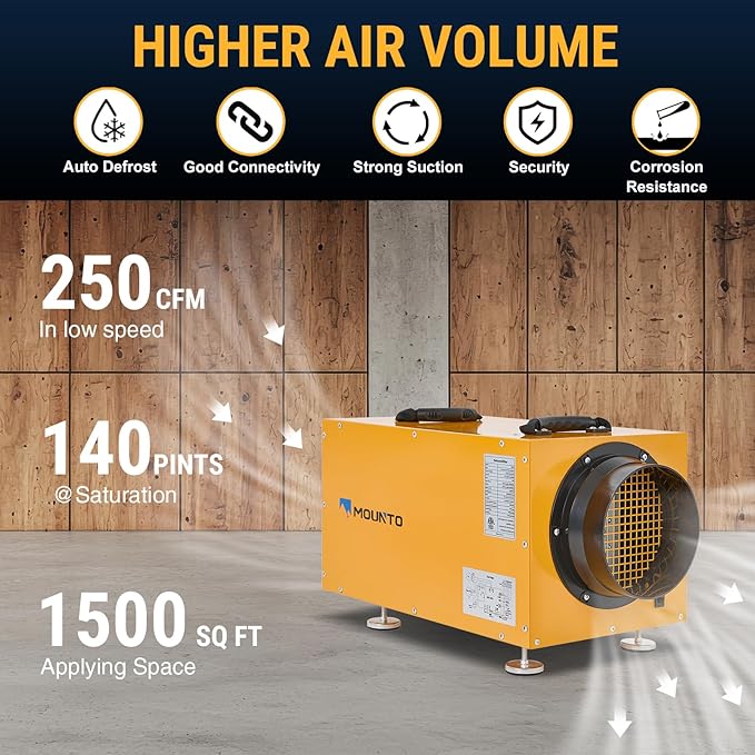 MOUNTO 140 PPD Crawl Space Dehumidifier – Commercial Basement Dehumidifier - Image 6