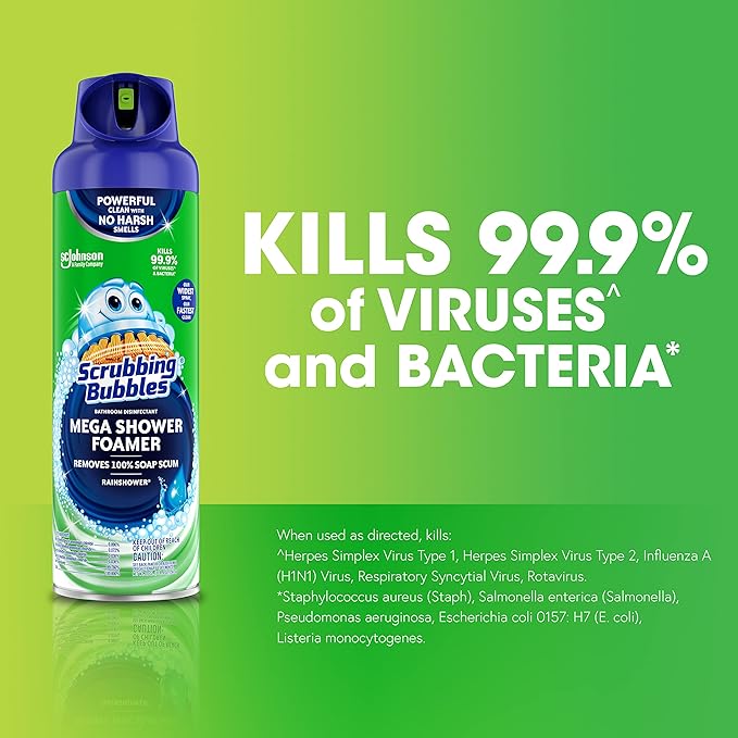 Scrubbing Bubbles Mega Bathroom and Shower Foamer Aerosol, Rainshower Scent - Image 2