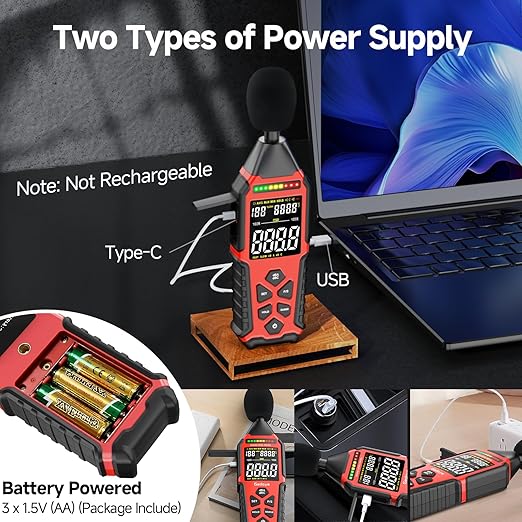 Power Supply Available Decibel Meter, Gedaye Sound Level Meter, A/C Weighted - Image 7