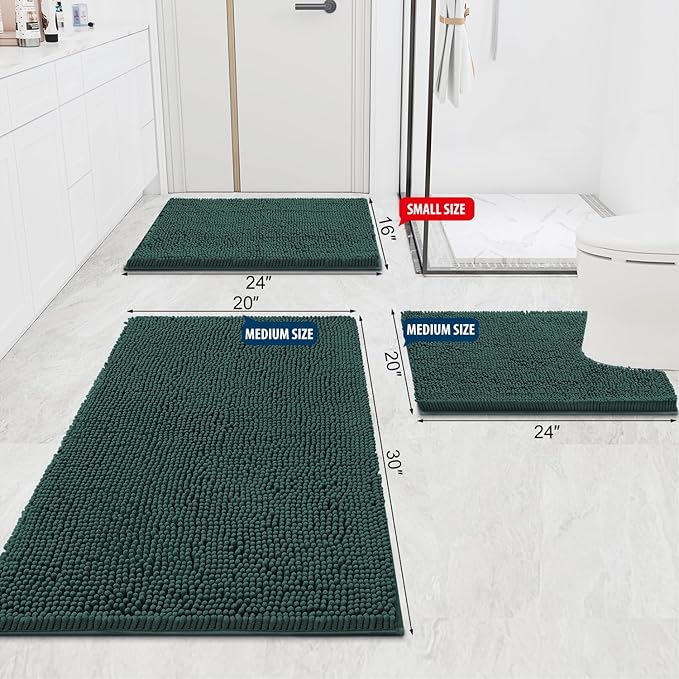 Smiry Luxury Chenille Bathroom Rugs 59x20, Extra Soft and Absorbent Shaggy Bath - Image 2